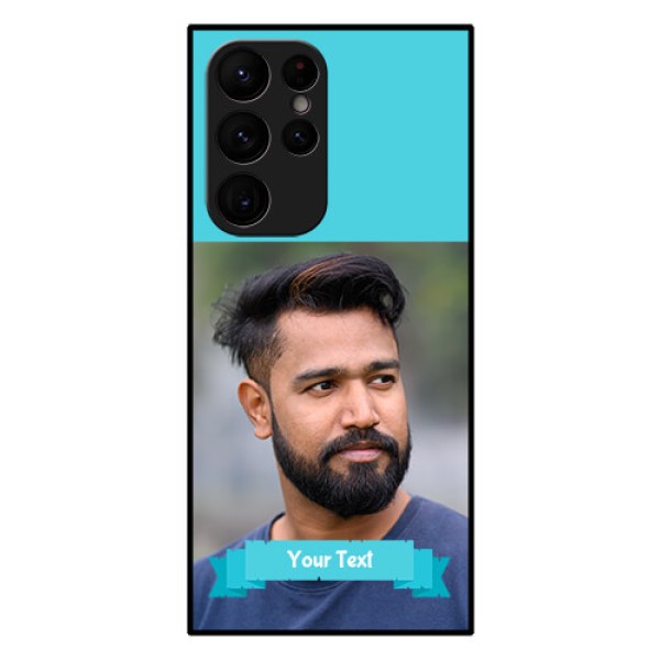 Galaxy S22 Ultra 5G Personalized Glass Phone Case - Simple Blue Color Design Galaxy S22 Ultra 5G Personalized Glass Phone Case - Simple Blue Color Design