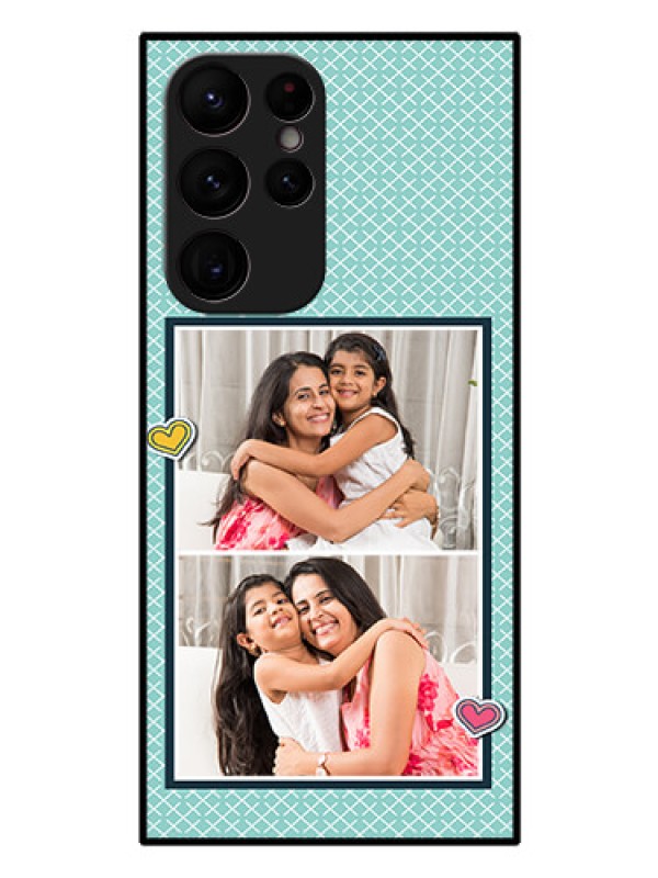 Custom Galaxy S22 Ultra 5G Custom Glass Phone Case - 2 Image Holder with Pattern Design