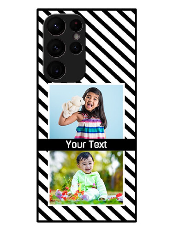 Custom Galaxy S22 Ultra 5G Photo Printing on Glass Case - Black And White Stripes Design