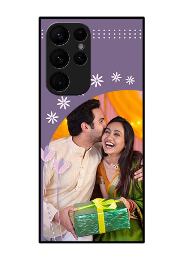 Galaxy S22 Ultra 5G Custom Glass Mobile Case - Lavender flowers design