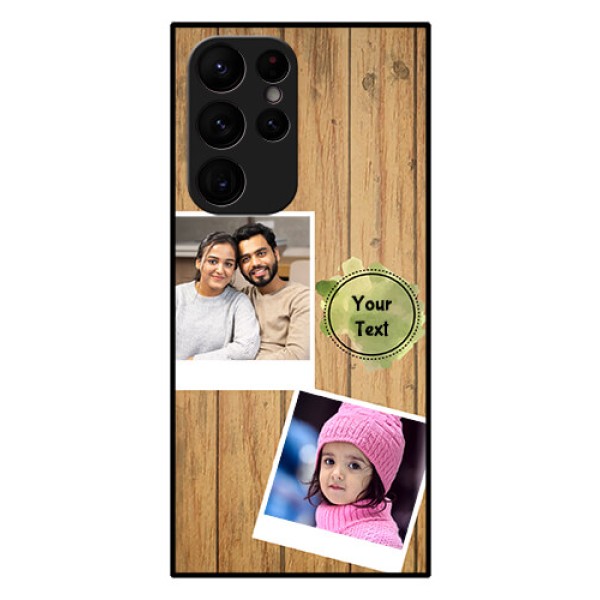 Galaxy S22 Ultra 5G Custom Glass Phone Case - Wooden Texture Design