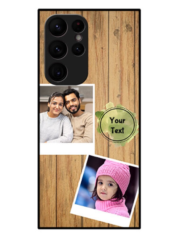 Custom Galaxy S22 Ultra 5G Custom Glass Phone Case - Wooden Texture Design