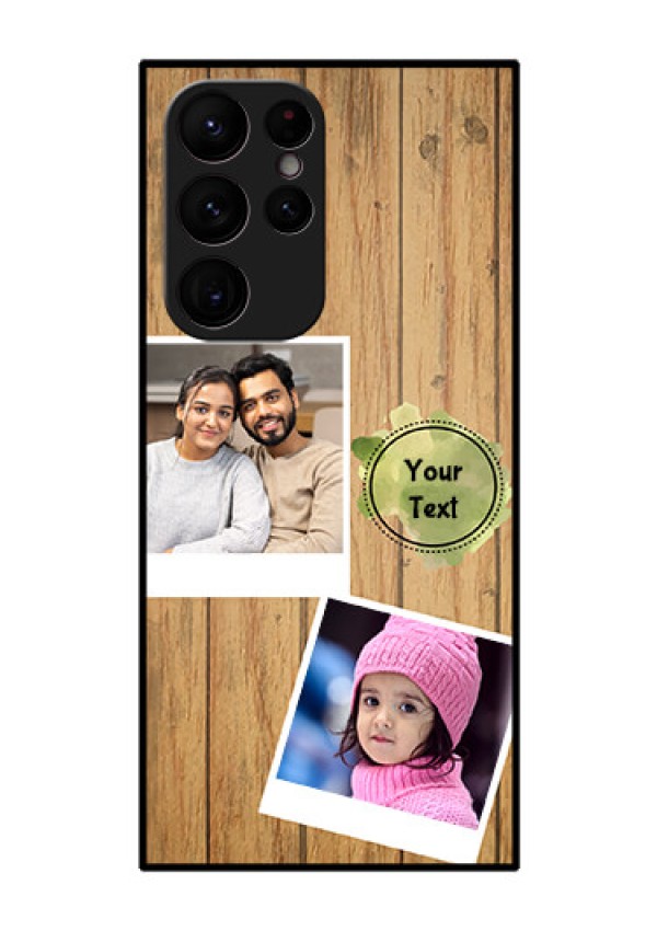 Galaxy S22 Ultra 5G Custom Glass Phone Case - Wooden Texture Design