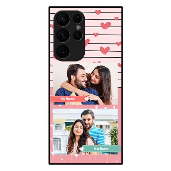 Galaxy S22 Ultra 5G Custom Glass Mobile Case - Photo with Heart Design Galaxy S22 Ultra 5G Custom Glass Mobile Case - Photo with Heart Design