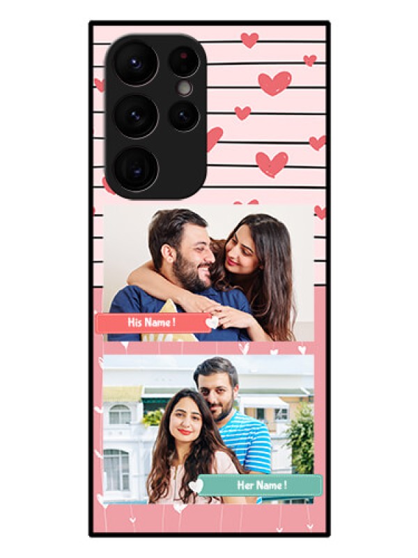 Custom Galaxy S22 Ultra 5G Custom Glass Mobile Case - Photo with Heart Design