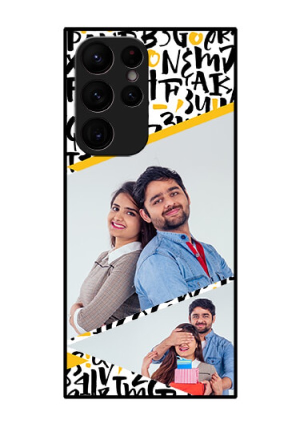 Galaxy S22 Ultra 5G Custom Glass Mobile Case - Letters Pattern Design