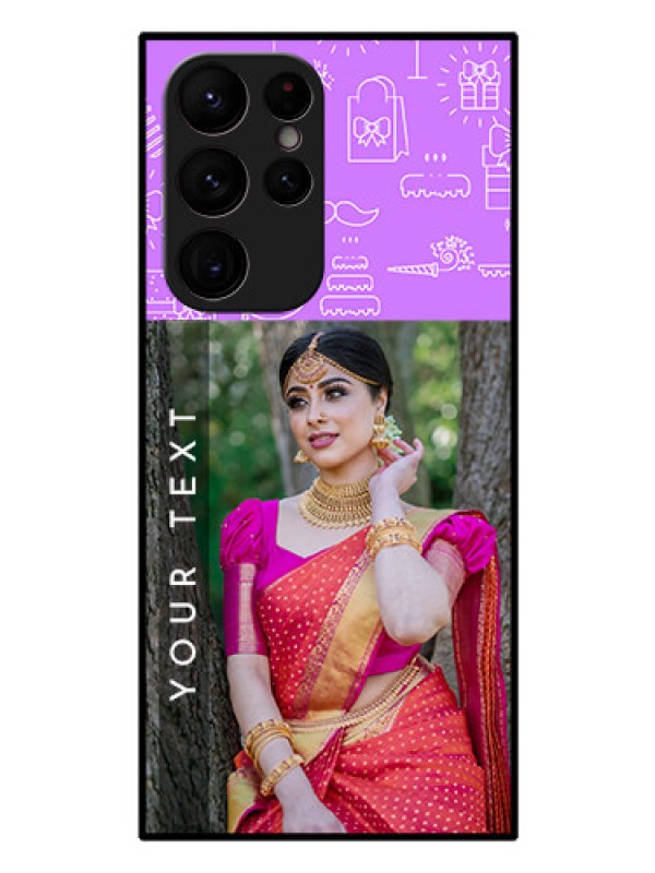 Custom Galaxy S22 Ultra 5G Custom Glass Mobile Case - Birthday Icons Design