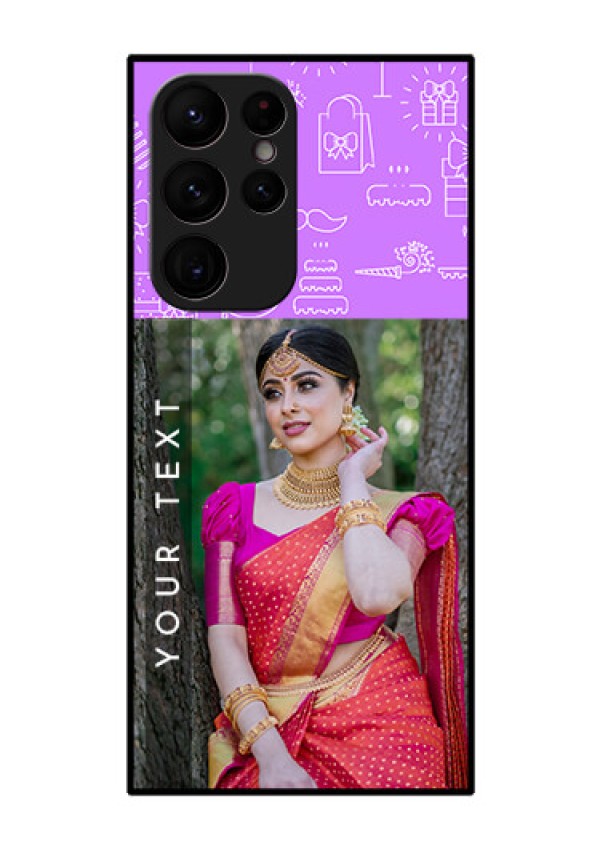 Galaxy S22 Ultra 5G Custom Glass Mobile Case - Birthday Icons Design