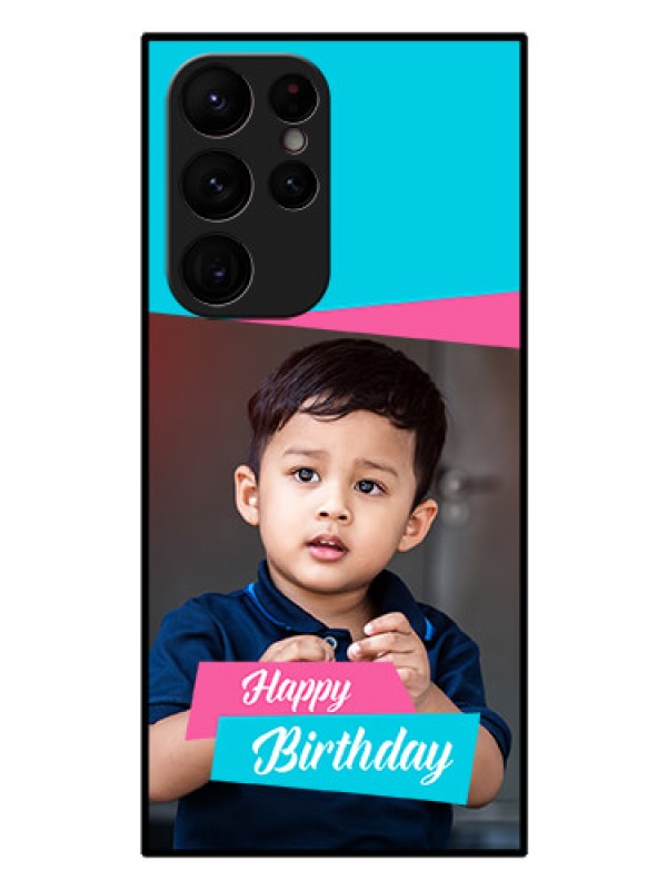 Custom Galaxy S22 Ultra 5G Personalized Glass Phone Case - Image Holder with 2 Color Design