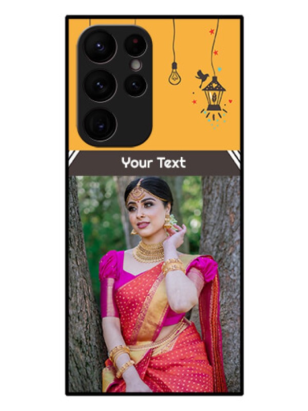 Custom Galaxy S22 Ultra 5G Custom Glass Mobile Case - with Family Picture and Icons