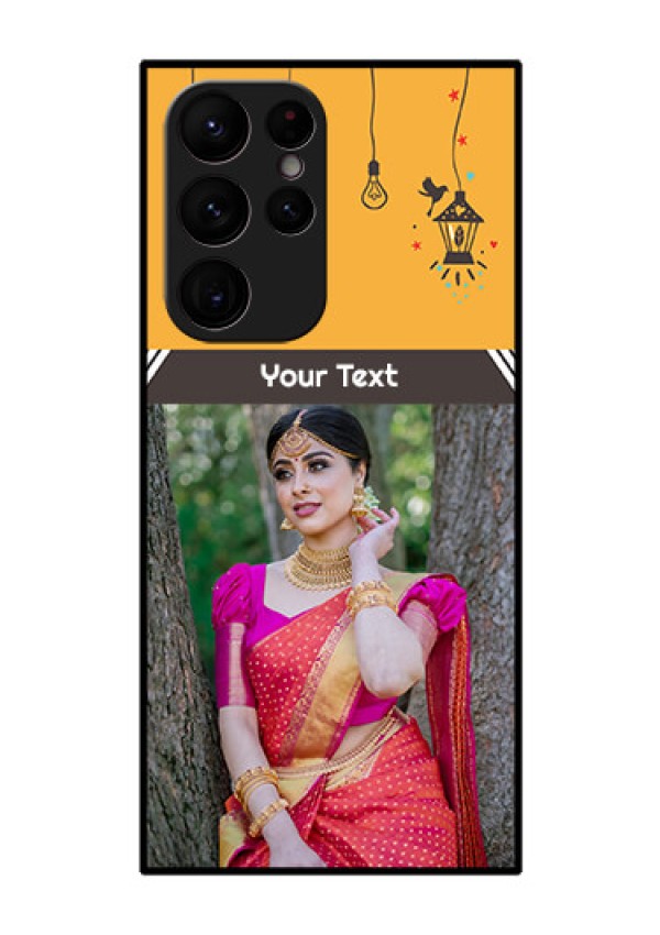 Galaxy S22 Ultra 5G Custom Glass Mobile Case - with Family Picture and Icons