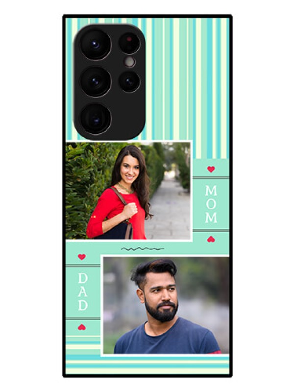 Custom Galaxy S22 Ultra 5G Custom Glass Phone Case - Mom & Dad Pic Design