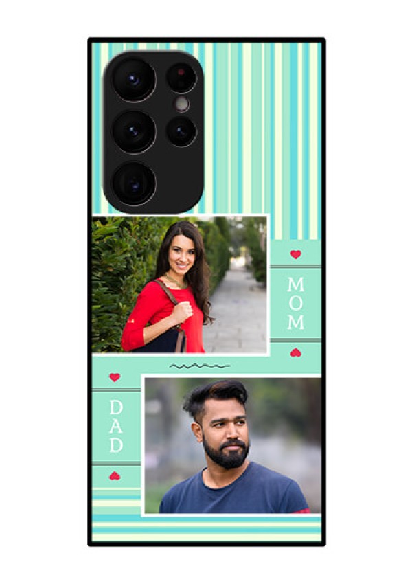 Galaxy S22 Ultra 5G Custom Glass Phone Case - Mom & Dad Pic Design