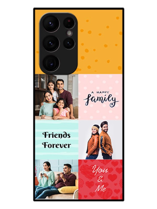 Custom Galaxy S22 Ultra 5G Personalized Glass Phone Case - Images with Quotes Design