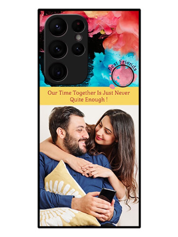 Custom Galaxy S22 Ultra 5G Custom Glass Mobile Case - Quote with Acrylic Painting Design