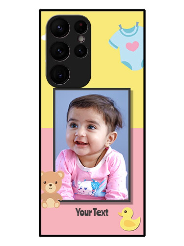 Custom Galaxy S22 Ultra 5G Photo Printing on Glass Case - Kids 2 Color Design