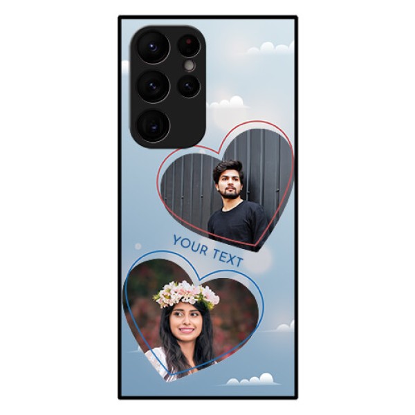 Galaxy S22 Ultra 5G Custom Glass Mobile Case - Blue Color Couple Design Galaxy S22 Ultra 5G Custom Glass Mobile Case - Blue Color Couple Design