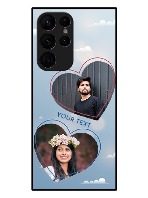 Custom Galaxy S22 Ultra 5G Custom Glass Mobile Case - Blue Color Couple Design