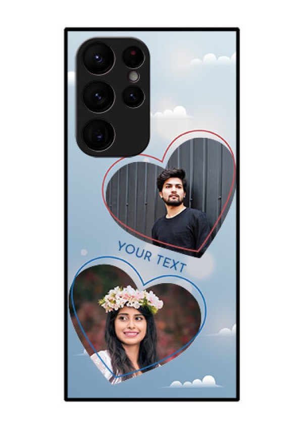 Galaxy S22 Ultra 5G Custom Glass Mobile Case - Blue Color Couple Design