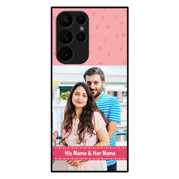 Galaxy S22 Ultra 5G Personalized Glass Phone Case - Love Design Peach Color Galaxy S22 Ultra 5G Personalized Glass Phone Case - Love Design Peach Color