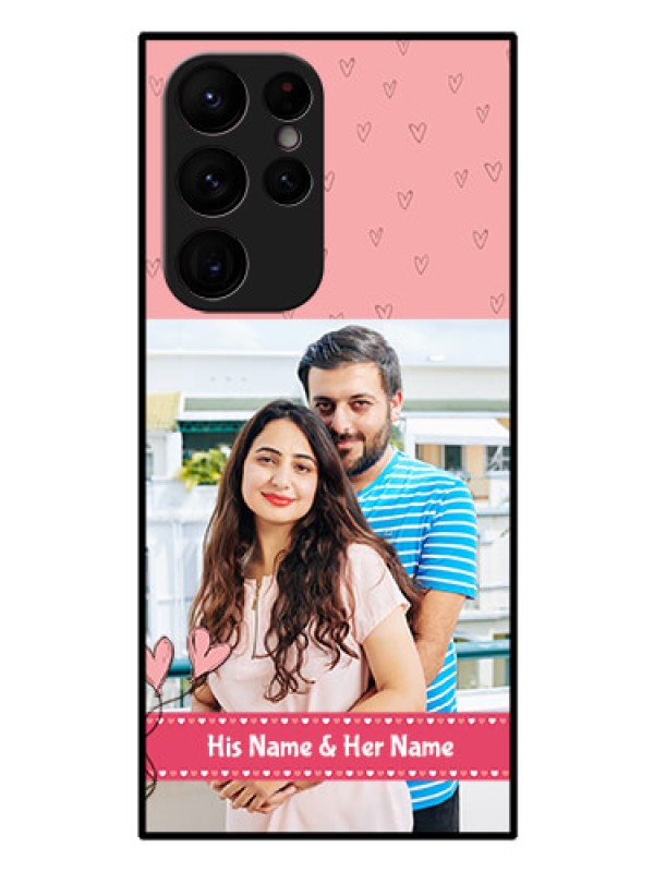 Custom Galaxy S22 Ultra 5G Personalized Glass Phone Case - Love Design Peach Color