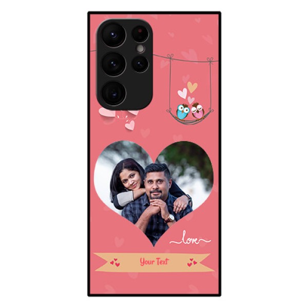 Galaxy S22 Ultra 5G Personalized Glass Phone Case - Peach Color Love Design