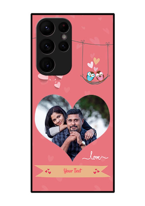 Galaxy S22 Ultra 5G Personalized Glass Phone Case - Peach Color Love Design