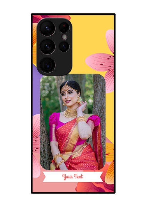 Galaxy S22 Ultra 5G Custom Glass Mobile Case - 3 Image With Vintage Floral Design