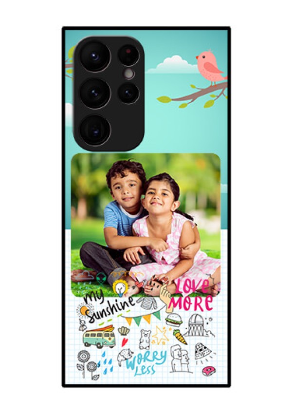 Galaxy S22 Ultra 5G Photo Printing on Glass Case - Doodle love Design