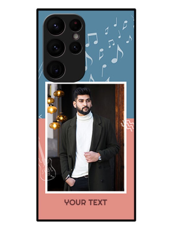 Custom Galaxy S22 Ultra 5G Photo Printing on Glass Case - with Color Musical Note Design