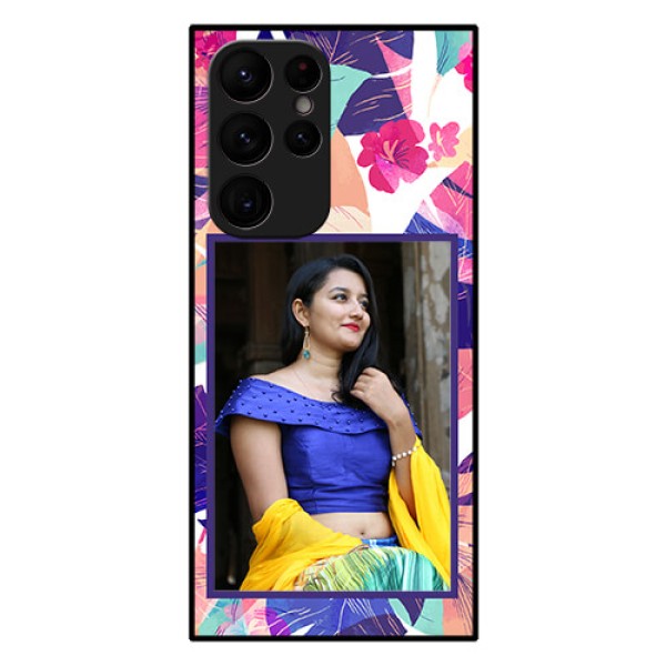 Galaxy S22 Ultra 5G Custom Glass Mobile Case - Abstract Floral Design