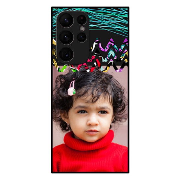 Galaxy S22 Ultra 5G Personalized Glass Phone Case - Neon Abstract Design