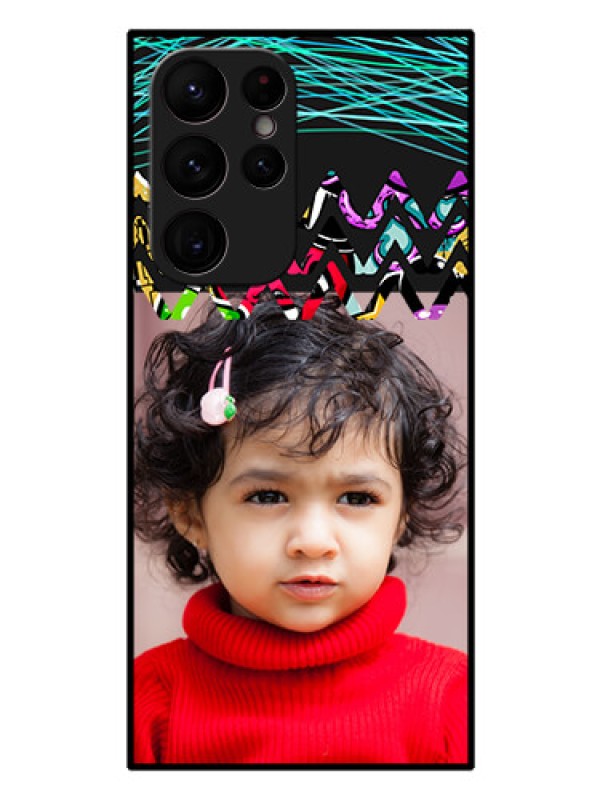 Custom Galaxy S22 Ultra 5G Personalized Glass Phone Case - Neon Abstract Design