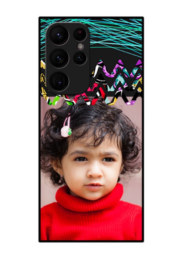 Galaxy S22 Ultra 5G Personalized Glass Phone Case - Neon Abstract Design