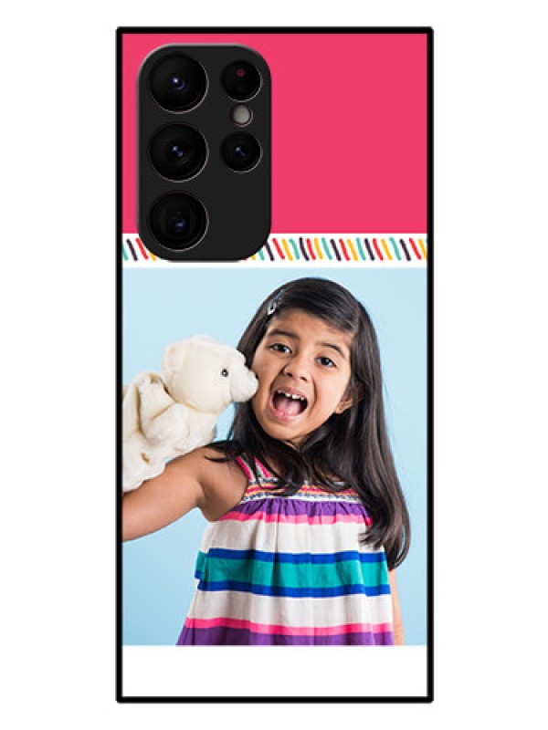 Custom Galaxy S22 Ultra 5G Personalized Glass Phone Case - Line art design