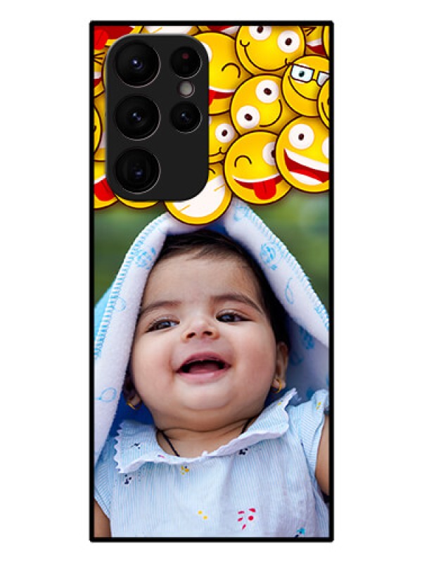 Custom Galaxy S22 Ultra 5G Custom Glass Mobile Case - with Smiley Emoji Design