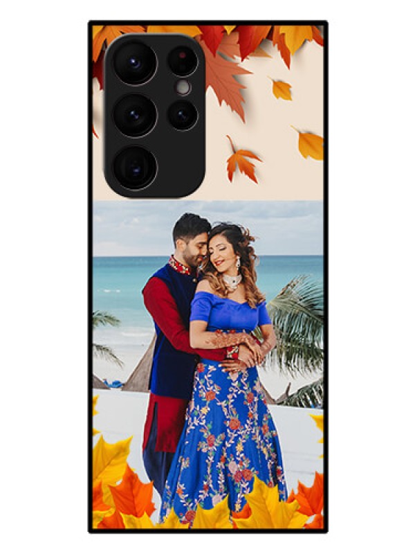 Custom Galaxy S22 Ultra 5G Photo Printing on Glass Case - Autumn Maple Leaves Design