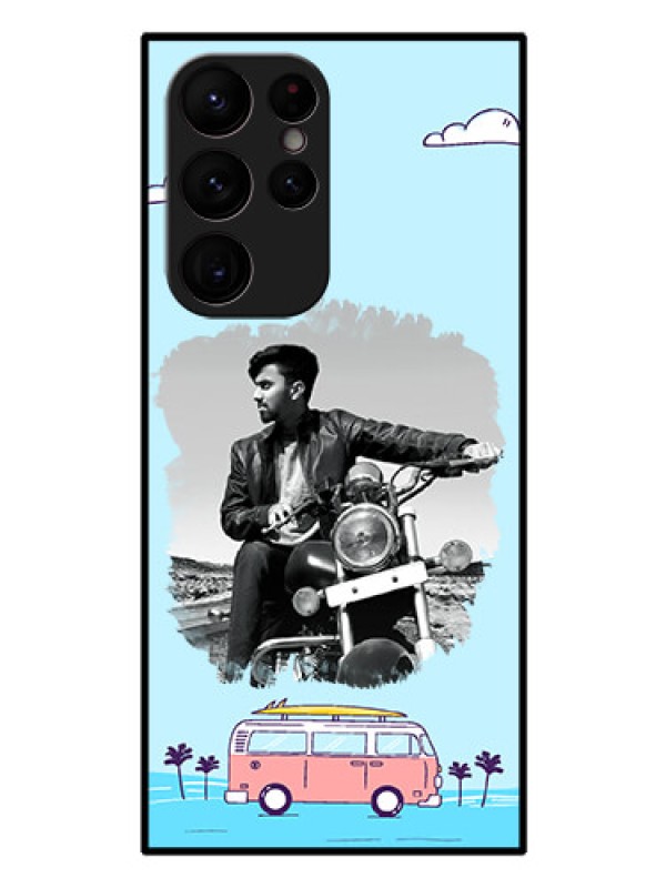 Custom Galaxy S22 Ultra 5G Photo Printing on Glass Case - Travel & Adventure Design