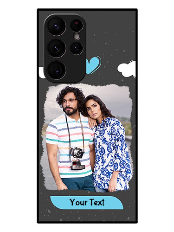 Custom Galaxy S22 Ultra 5G Custom Glass Phone Case - Splashes with love doodles Design