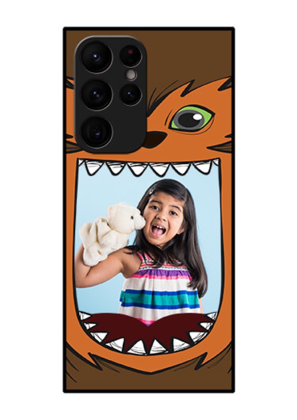 Galaxy S22 Ultra 5G Photo Printing on Glass Case - Owl Monster Back Case Design