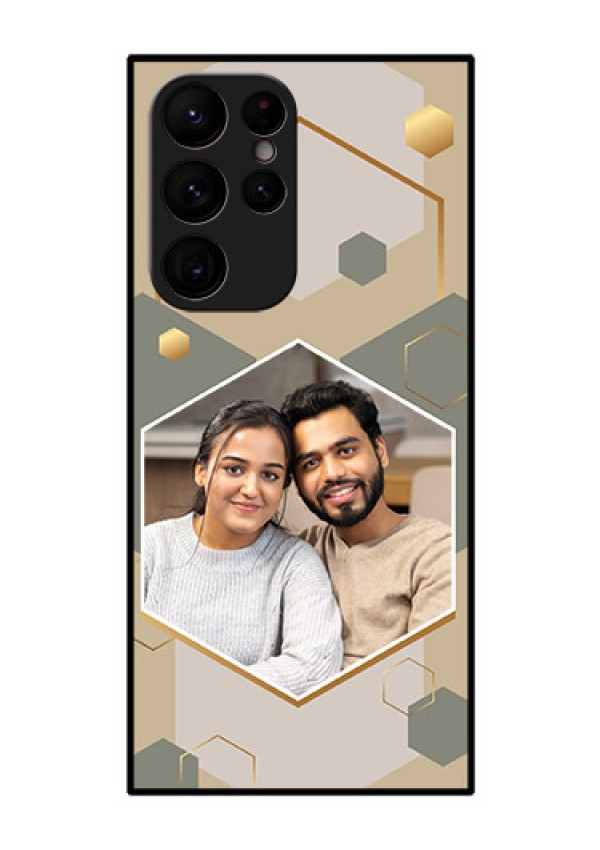 Galaxy S22 Ultra 5G Photo Printing on Glass Case - Stylish Hexagon Pattern Design