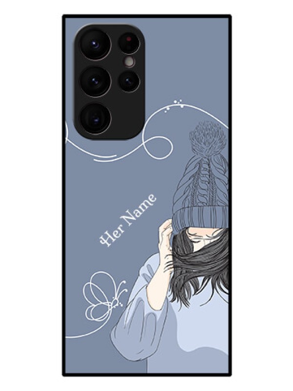 Custom Galaxy S22 Ultra 5G Custom Glass Mobile Case - Girl in winter outfit Design
