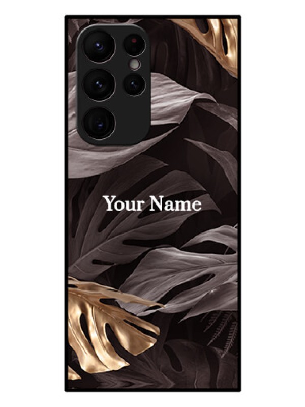 Custom Galaxy S22 Ultra 5G Personalised Glass Phone Case - Wild Leaves digital paint Design