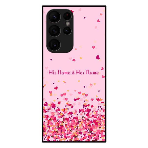 Galaxy S22 Ultra 5G Photo Printing on Glass Case - Floating Hearts Design Galaxy S22 Ultra 5G Photo Printing on Glass Case - Floating Hearts Design