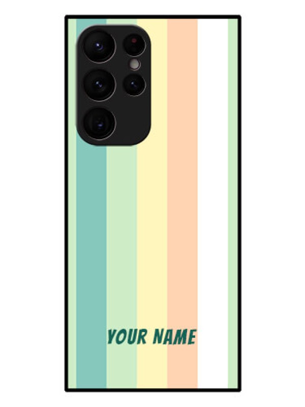Custom Galaxy S22 Ultra 5G Photo Printing on Glass Case - Multi-colour Stripes Design
