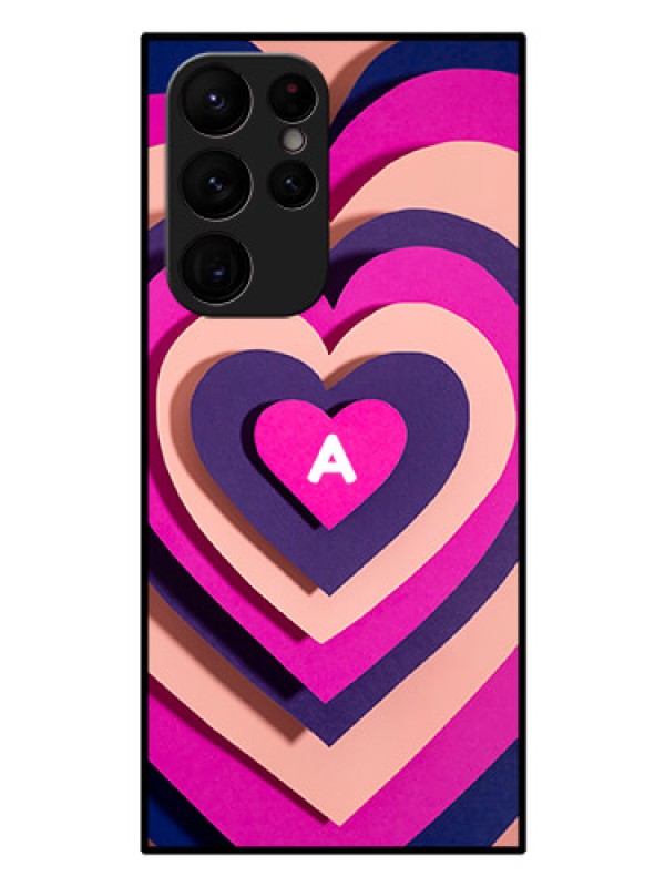 Custom Galaxy S22 Ultra 5G Custom Glass Mobile Case - Cute Heart Pattern Design