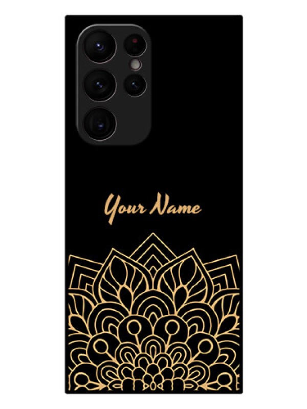 Custom Galaxy S22 Ultra 5G Custom Glass Phone Case - Golden mandala Design