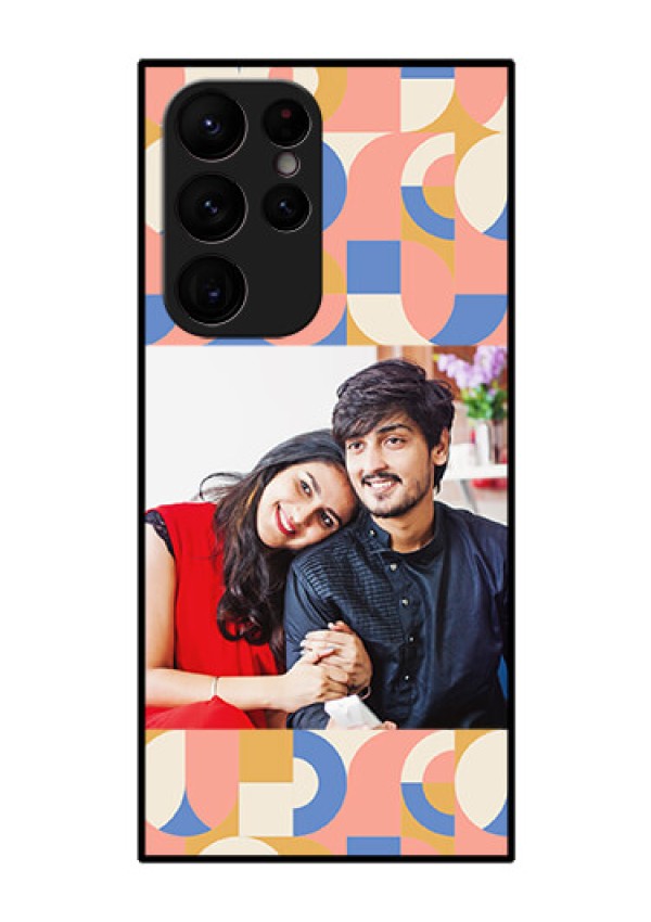 Galaxy S22 Ultra 5G Photo Printing on Glass Case - Semi-circle Maze Pattern Design