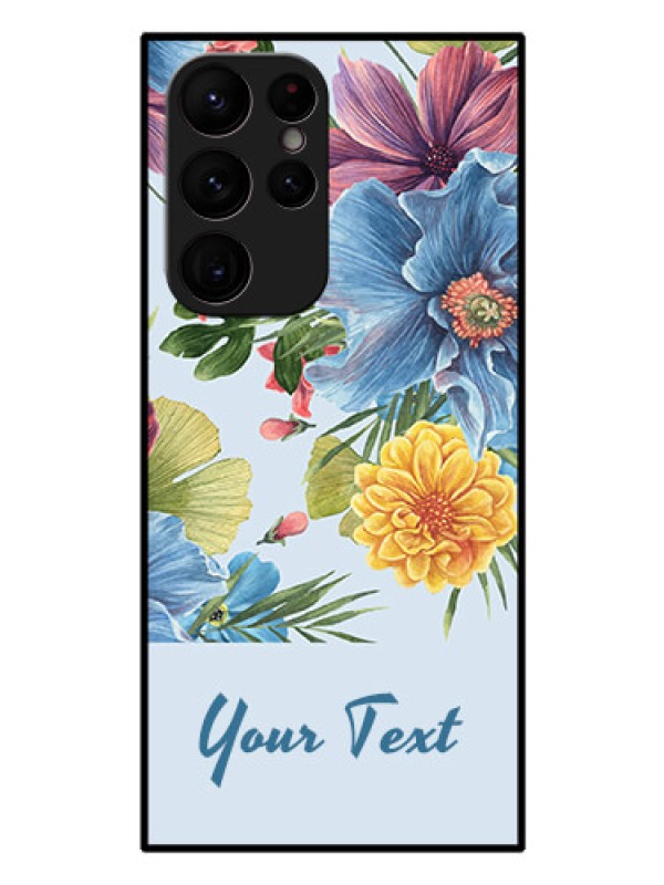 Custom Galaxy S22 Ultra 5G Custom Glass Mobile Case - Stunning Watercolored Flowers Painting Design