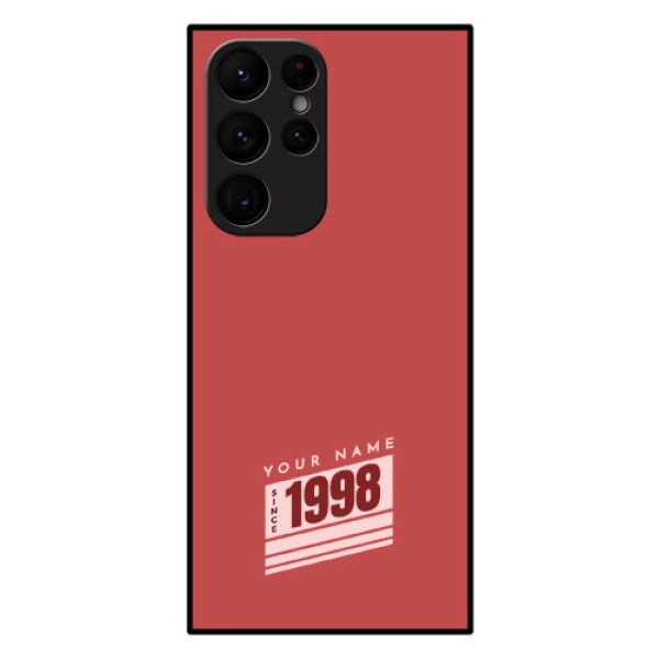 Galaxy S22 Ultra 5G Custom Glass Phone Case - Red custom year of birth Design Galaxy S22 Ultra 5G Custom Glass Phone Case - Red custom year of birth Design